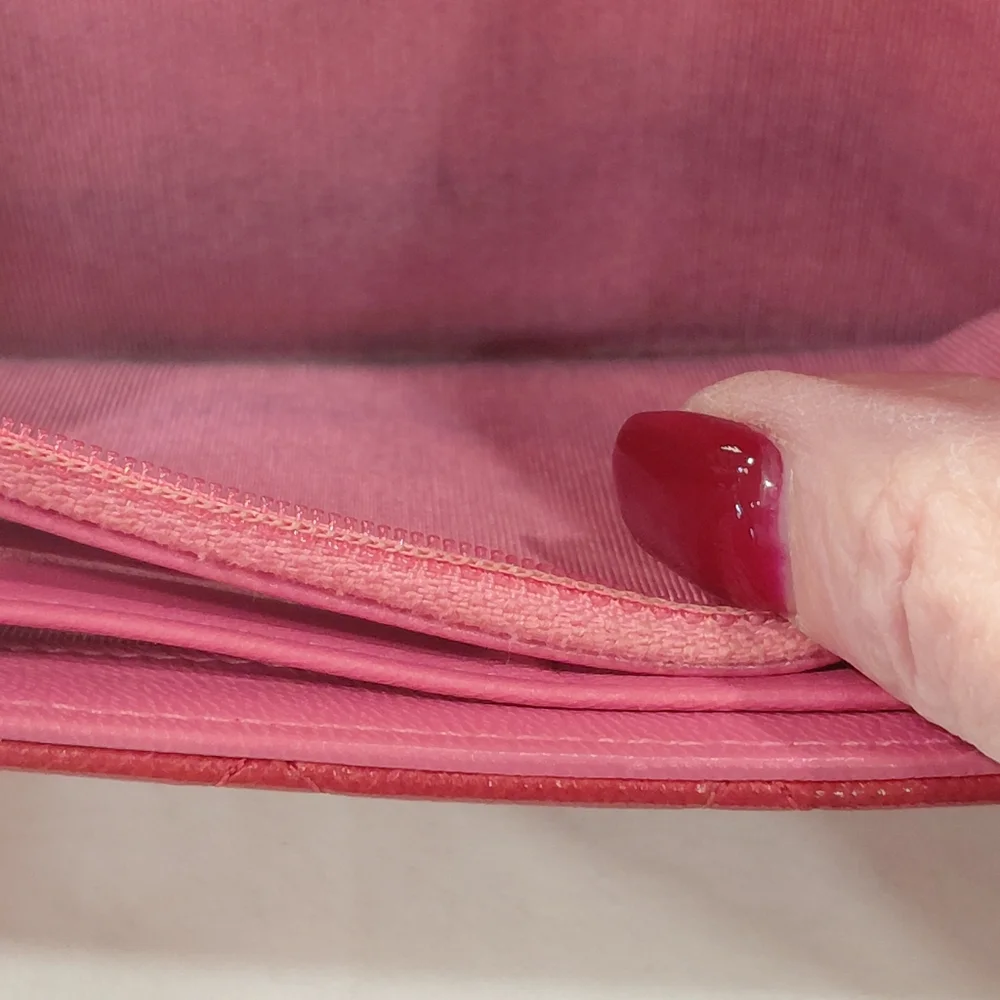 CHANEL Red Pink Quilted Matelasse Lambskin Long Wallet